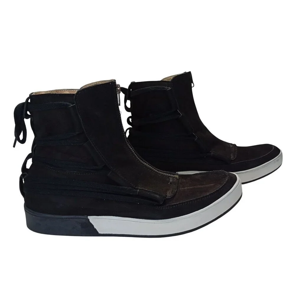 McNdo Kyoto High-Top Sneakers With Zipper & Lace Details Size 11 USA Mens Black
